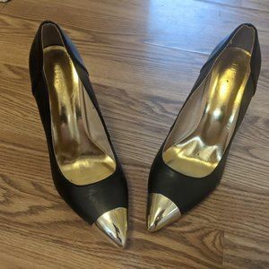 Gold and Black High Heels